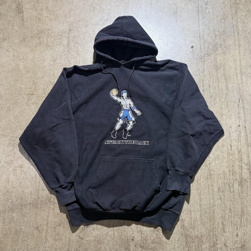 Steve & Barry's Hoodie Mens XL Black Pullover Fleece Sweatshirt Attack The Rack